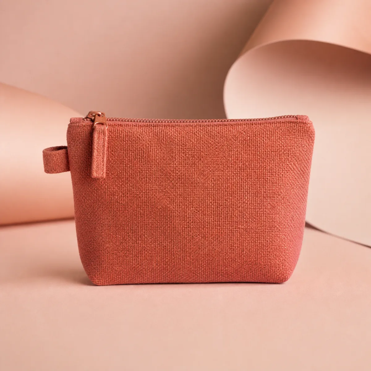 Terracotta recycled fabric pouch
