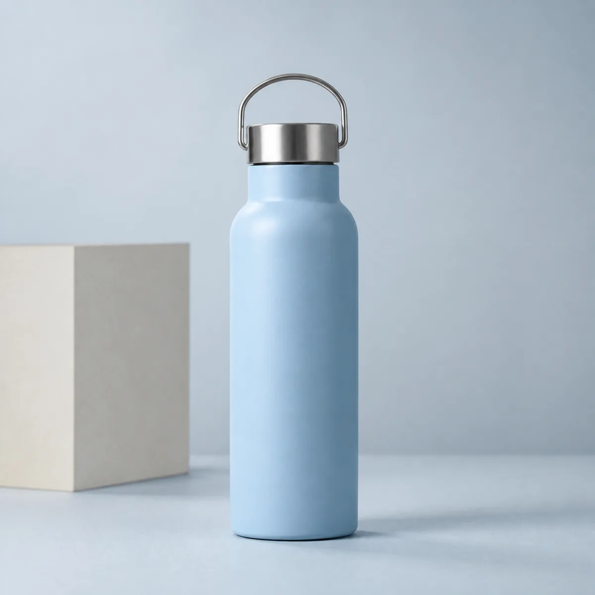 Powder blue reusable studio bottle