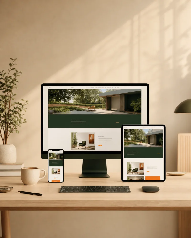 Responsive website experience displayed across desktop and mobile devices